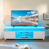 TV Entertainment Center LED Tvs Stand, Gaming Center for 65 70 75Inch TV, White TV Stand with Storage, Tvs Console for Gaming