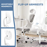 Ergonomic Mesh Office Chair with Adjustable Headrest and Flip-Up Arms, Featuring Comfortable Lumbar Support for Home Office Use