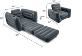 Inflatable Pull-Out Chair with Built-In Cupholder: Velvety Surface, 2-In-1 Valve, Folds Compact for Indoor/Outdoor Use