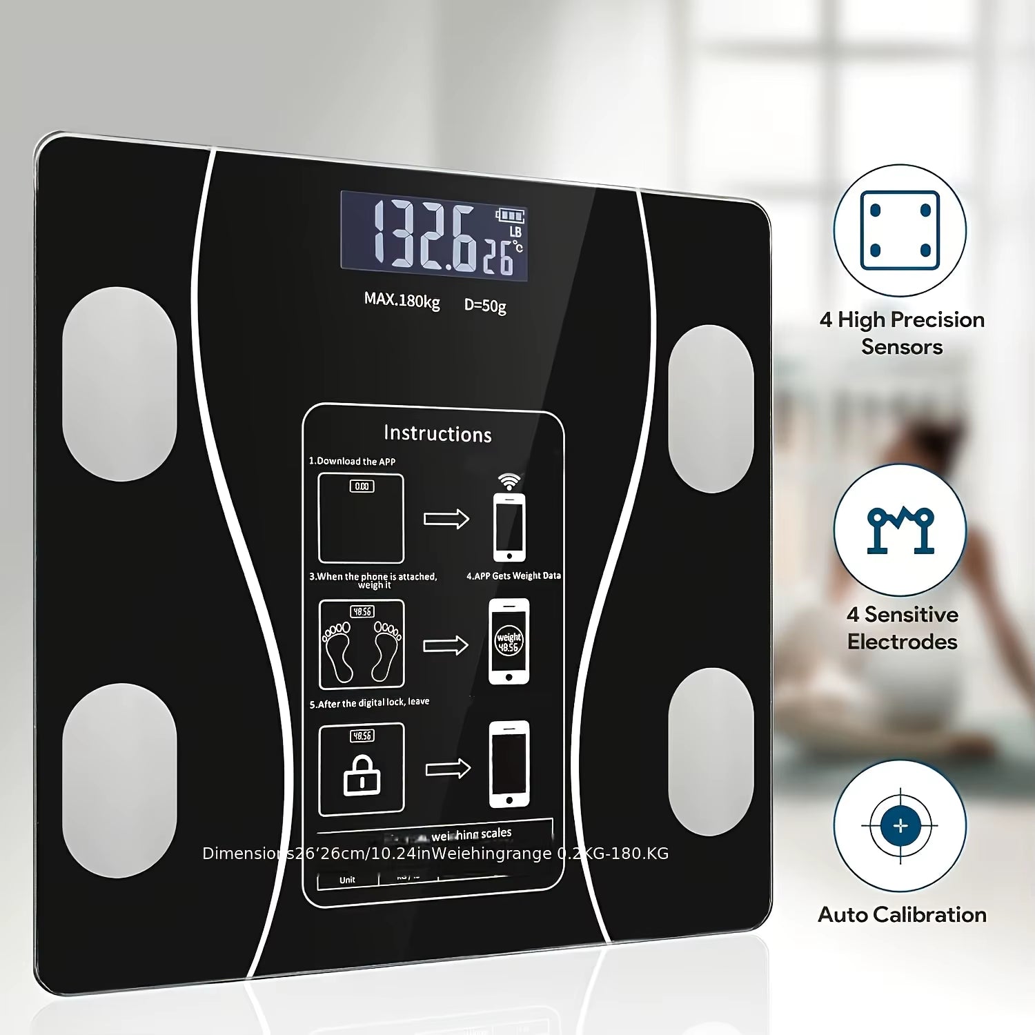 Intelligent Digital Body Scale with Backlit LED Display Screen,Weighing up to 400 Pounds,Ideal for Weight Management & Fitness