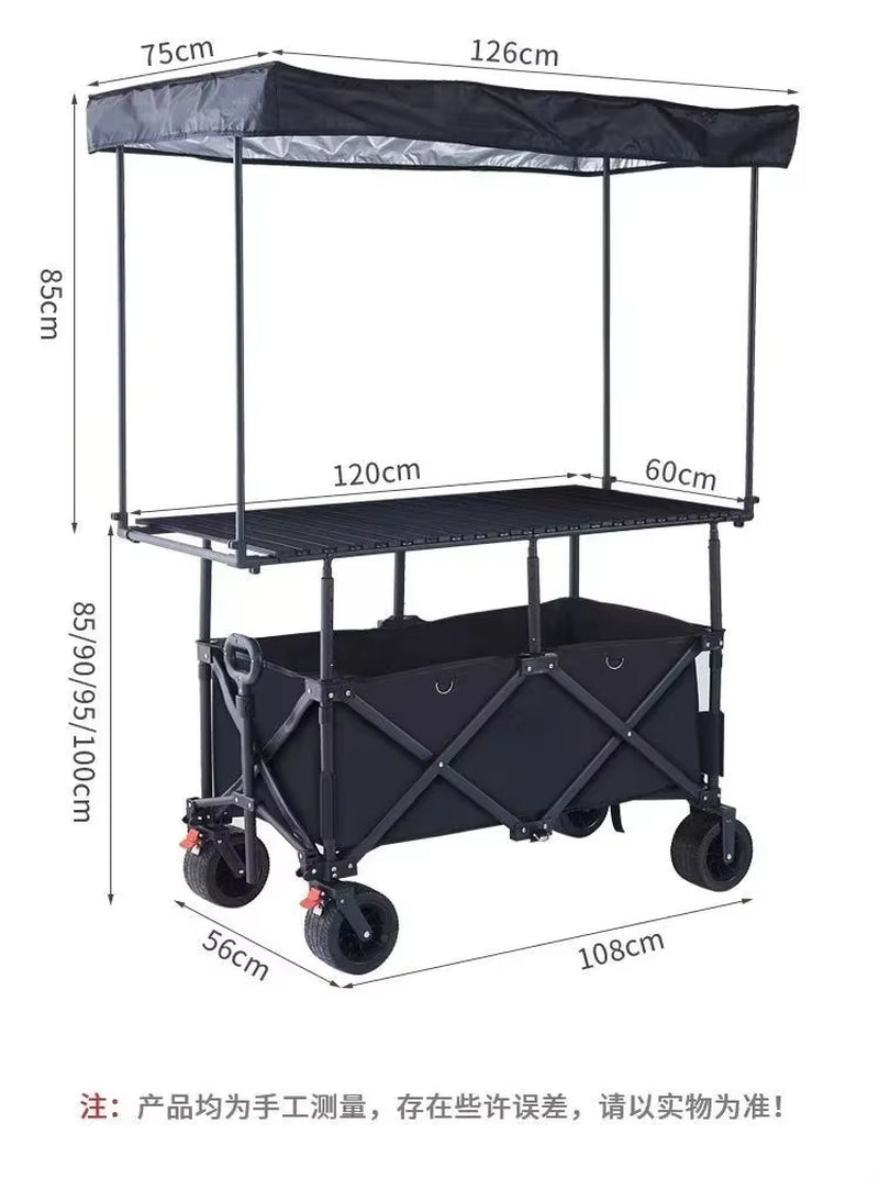 Hscamper Outdoor Stall with Table Board Stall Car Travel Portable Storage Cart Internet Celebrity Camper Stall Large