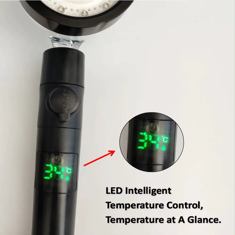 New 3/7 Colors Digital Temperature Display LED Shower Head High Pressure Shower Turbo Bathroom Hand Hose Set Showerhead Nozzle