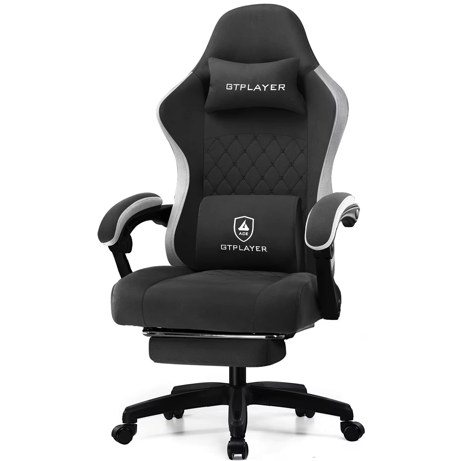 Ergonomic Gaming Chair with Pocket Spring Cushion, Adjustable Linkage Armrests, Footrest, and Lumbar Support