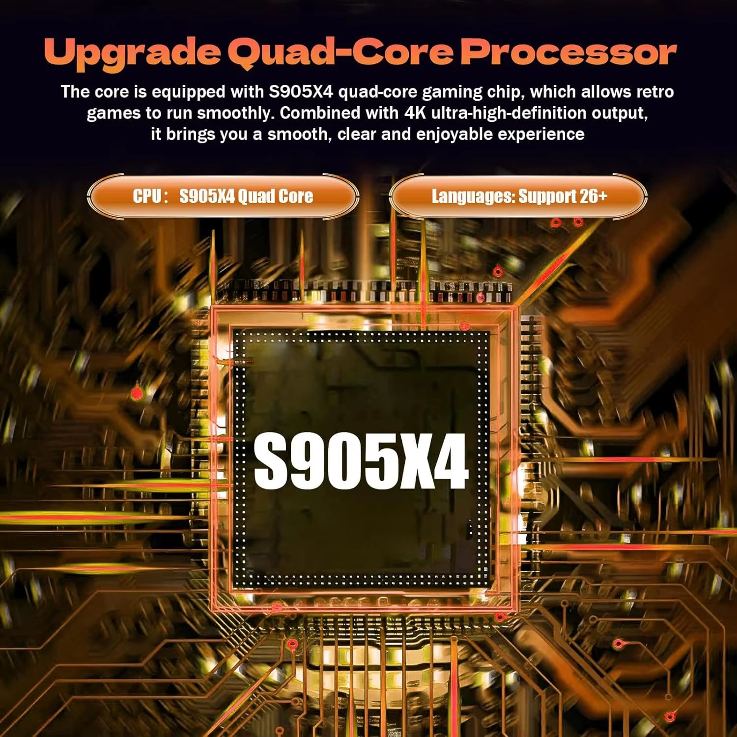 U36 Retro Game Stick 4K Video Game Console 50000+ Games,40+ Emulators, 2 Wireless Controllers,S905X4 Quad Plug and Play TV Game