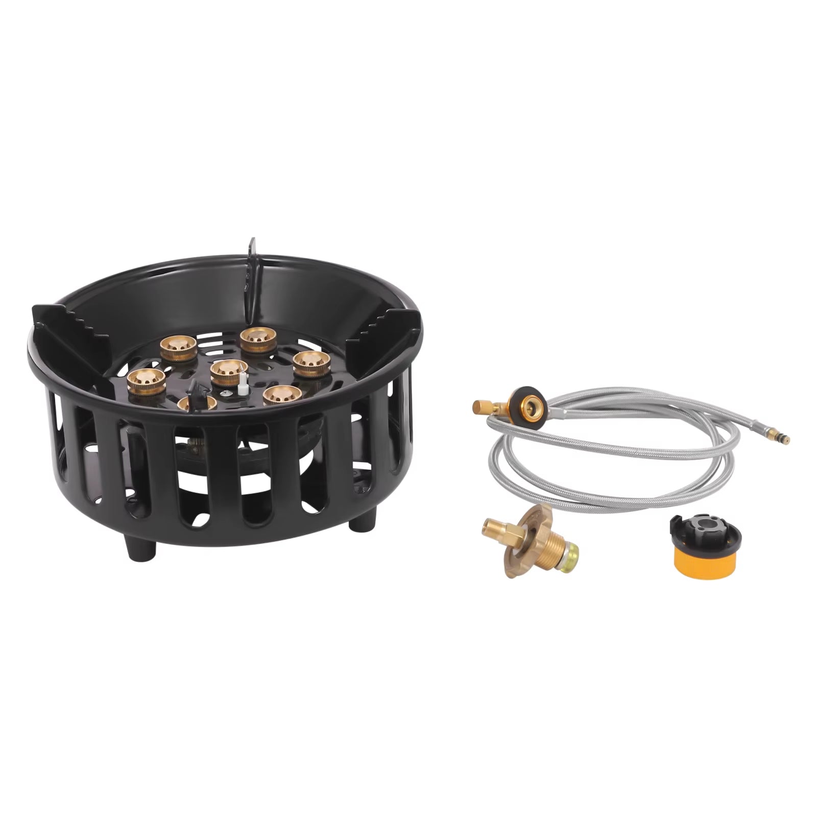 Camping Stove Outdoor Burner Portable Stove with 3 Adapters Gas Stove Matching Storage Bag for Frying Steaming Boiling Picnic
