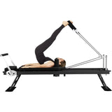 Foldable 78 Pilates Reformer Machine with Springs Cords for Home Workout Heavy Duty Reformer Set in Black up to 400 LBS Capacit