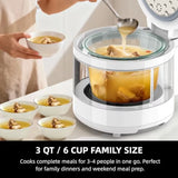 6 Cup Glass Rice Cooker Inner Pot with Stainless Steel Steamer Basket Zero Coating Multifunctional Steam and Slow Cook Ideal Fo