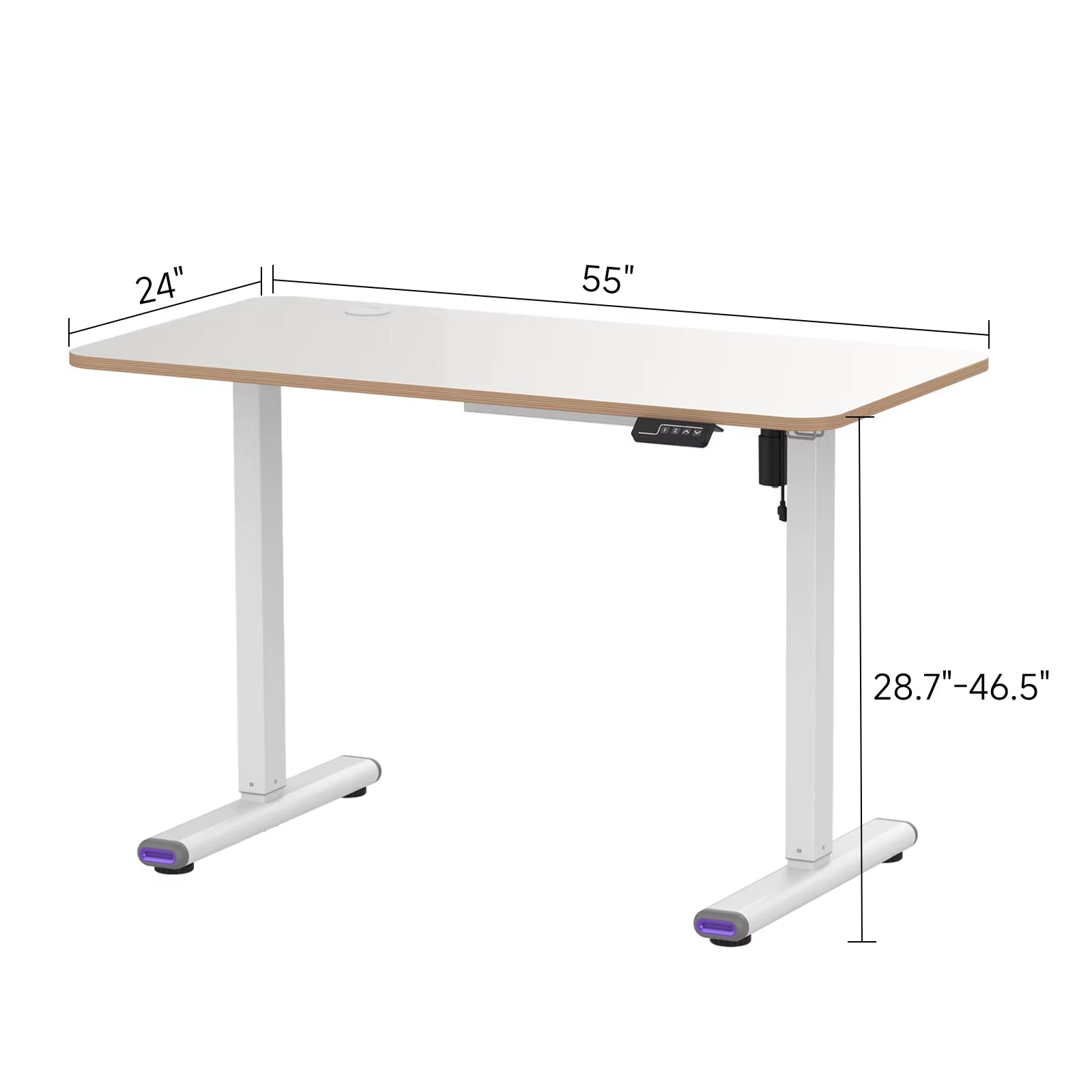Electric Height Adjustable Ergonomic Desk - 55" x 24" Sit-Stand Computer Table for Office Use