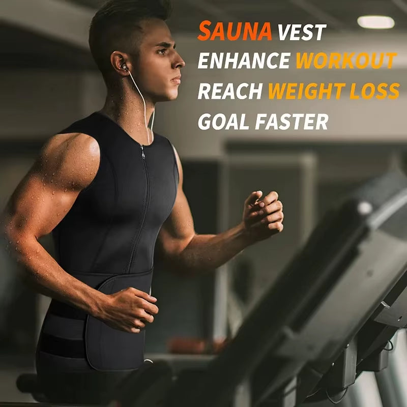Men'S Body Shaper Waist Trainer Sauna Vest Double Belt Sweat Shirt Corset Top Abdomen Slimming Shapewear Fat Burn Fitness Suits