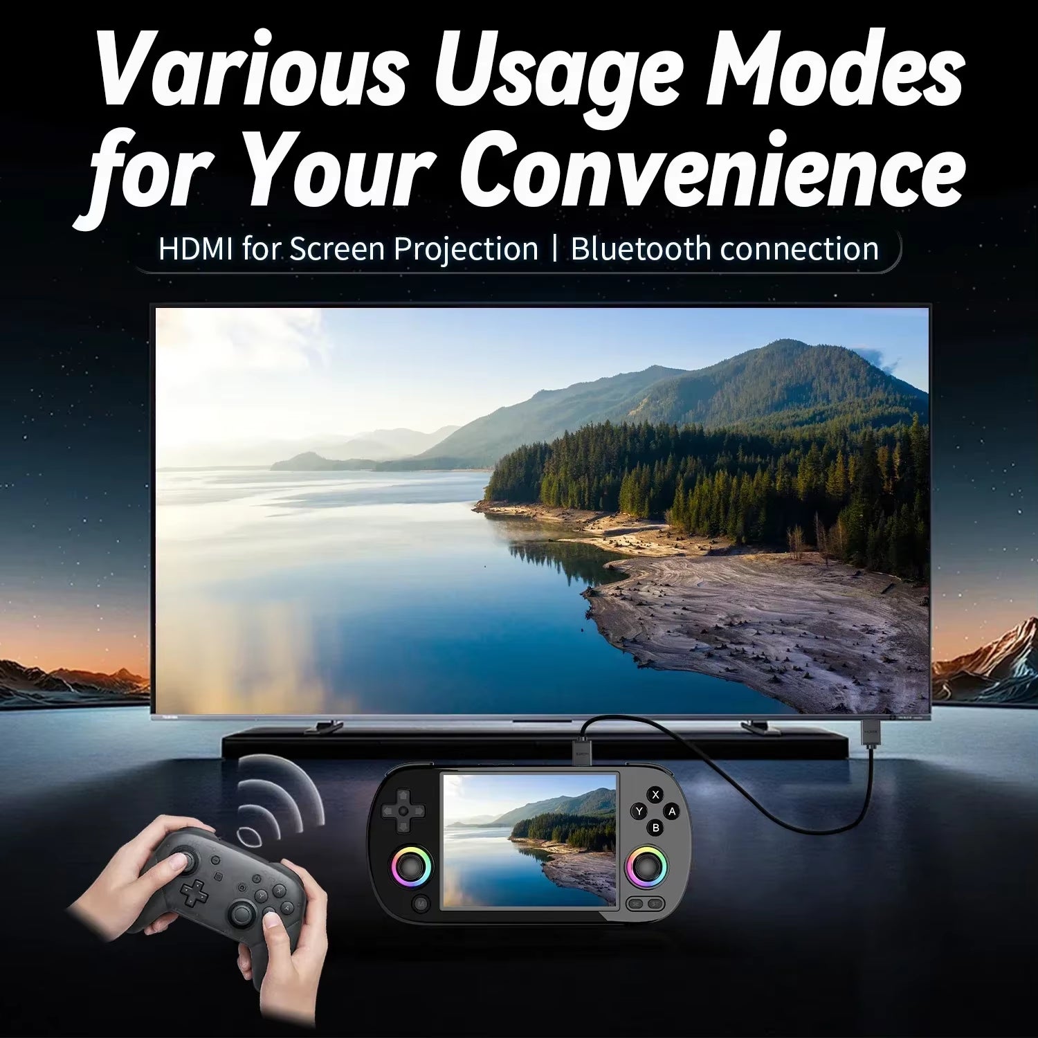 RG40XX H Handheld Game Console 4'' Screen Linux System Joystick RGB Lighting Effect RG40XXH Video Player Trimui Console