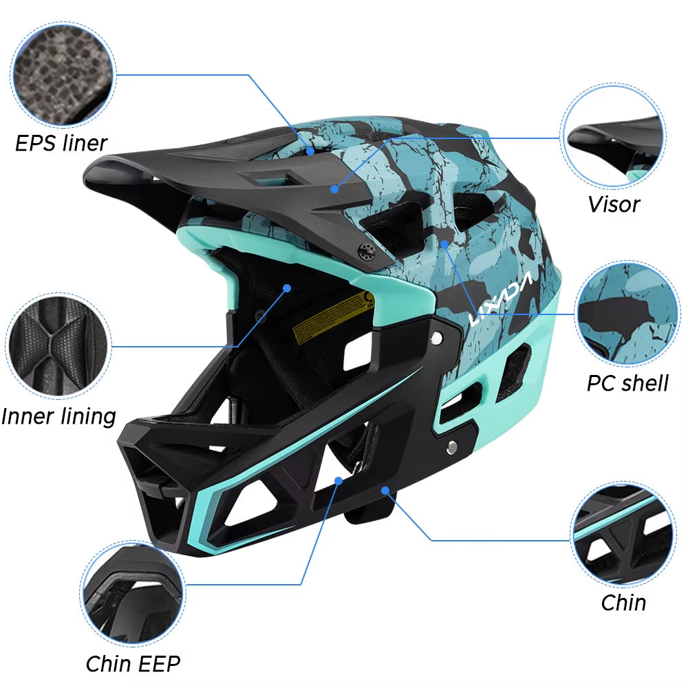 Full Face Mountain Bike Helmet Adult Racing Downhill MTB Helmet for Men/Women Adult Mountain Bike Helmet with Visor over 31 Vent