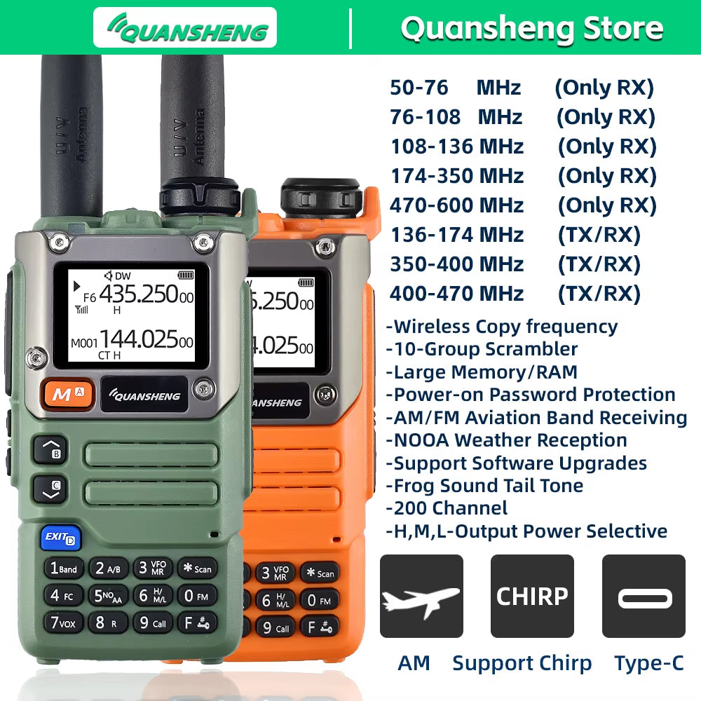 Walkie Talkie Long Range Am Fm Communication Two Way Radio Receiver UV K5 Ham Amateur Wireless Set Transceiver K58