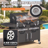 36 in Extra Large Charcoal Grill - 620 Sq.In Oversized BBQ Area with Thermometer & Individual Lifting Charcoal Trays, Storage C