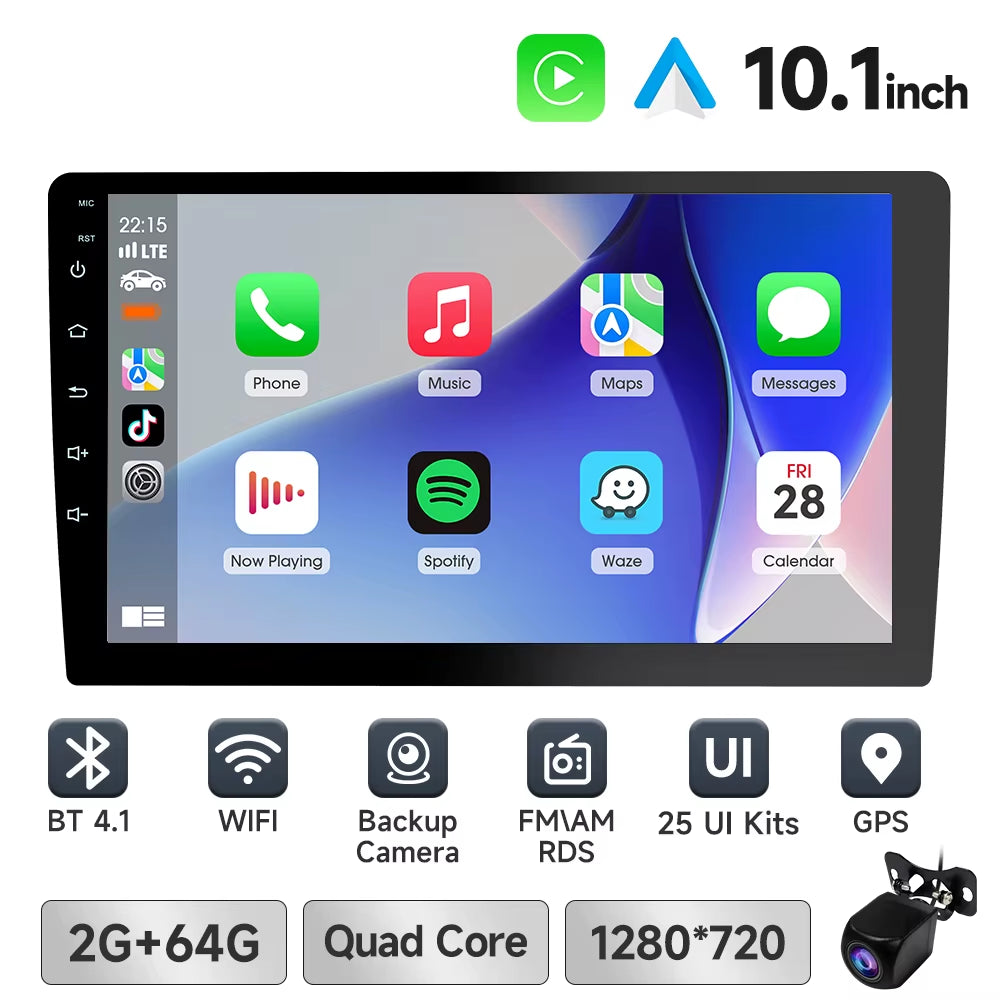 7 9 10 Inch 2Din Car Stereo with Wireless Carplay and Android Auto Car Radio with BT4.1 Backup Camera Mirror Link GPS Wifi FM AM