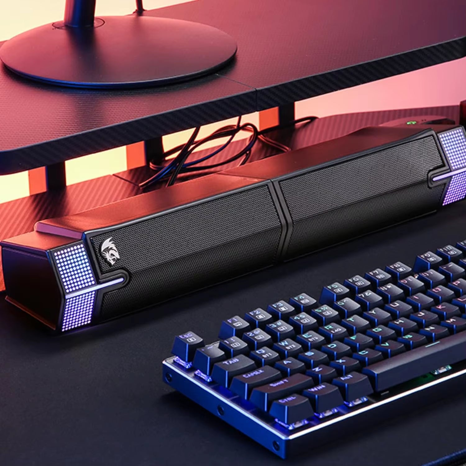 GS511 Wireless RGB Desktop Speakers, 2.0 PC Gaming Soundbar, RGB Backlight & All-In-One Control, USB Powered