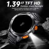 Sports Smart Watch Men LED Flashlight IP68 Waterproof Bluetooth Call Health Watches Voice Assistant Military Smartwatch Men