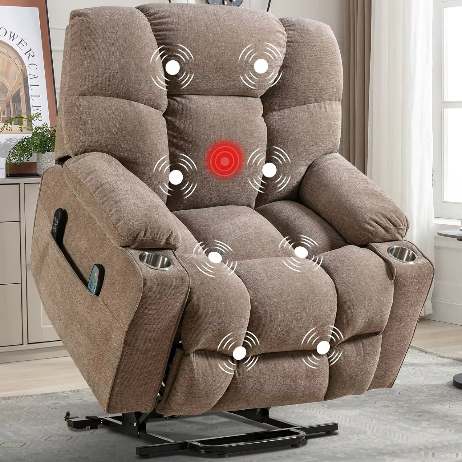 Oversized Power Lift Recliner Chair for Elderly, Electric Recliner Chair with Massage and Heating with USB Port