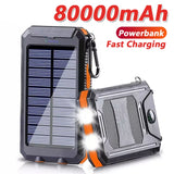 New Solar Power Bank 100000Mah Portable Charging Powerbank External Battery Charger Strong Light LDE Light for All Smartphones