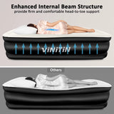 Queen Air Mattress with Built-In Pump, 18" Elevated Inflatable Bed for Guests, Camping, Home Use, Max 660Lb