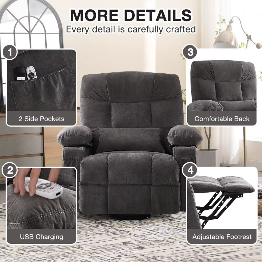 Power Lift Recliner Chair for Elderly with Vibration Massage and Lumbar Heating Electric Recliner Sofa with Cup Holde，Customized