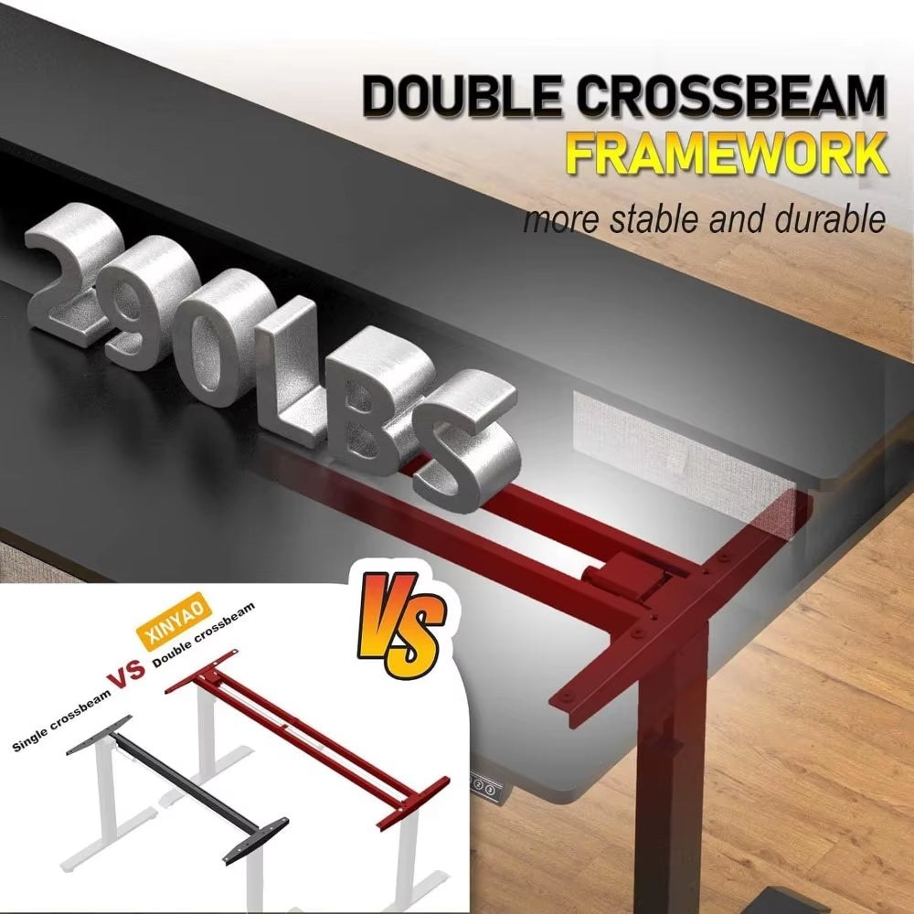 Ergonomic Electric Height Adjustable Standing Desk with 5 Drawers, 63 x 30 Inches, Customizable Office Furniture