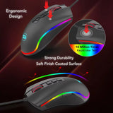M711 PC Gaming Mice Wired Mouse 7 Programmable Buttons Customizable RGB 10,000 DPI Ergonomic Mouse