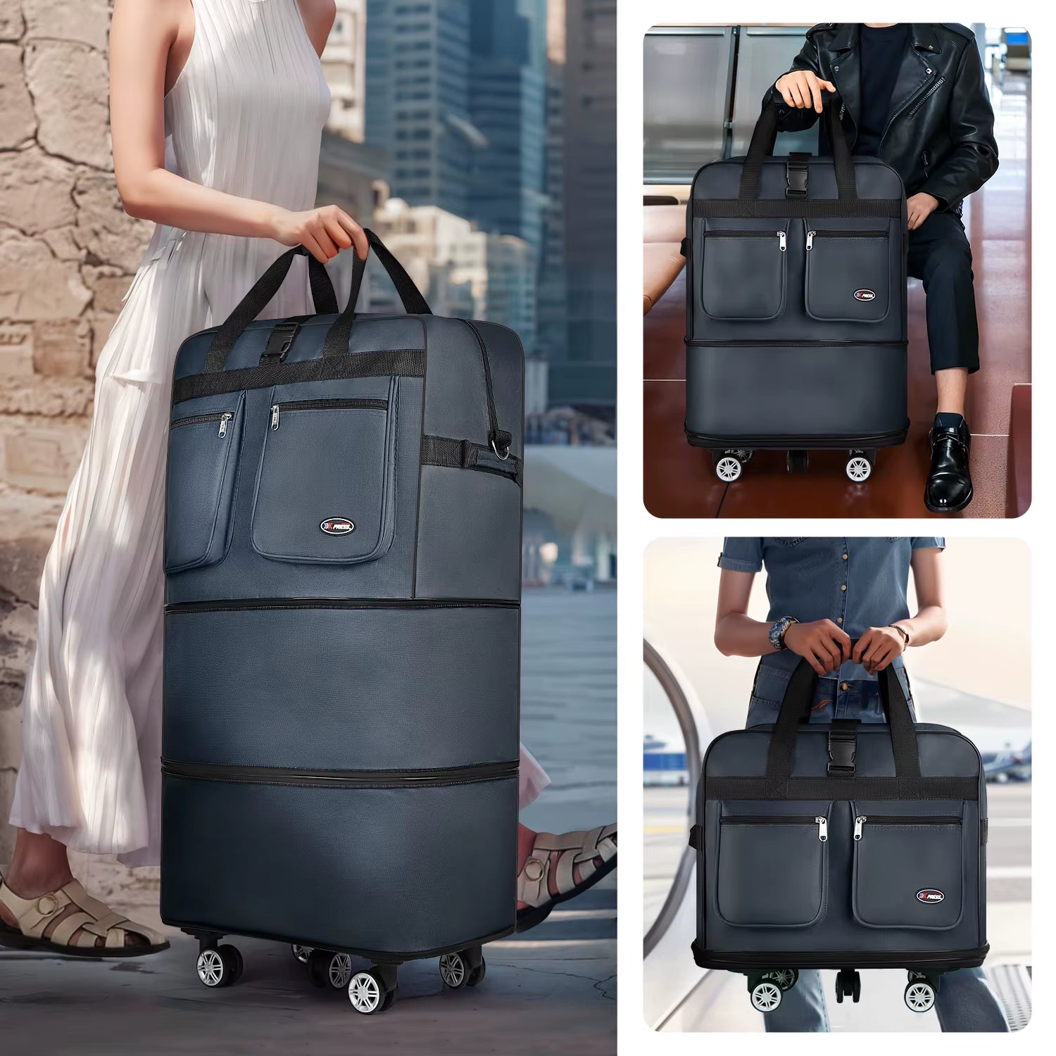 30/36/40 Inch Foldable Expandable Suitcase Bag Water-Resistant Large Capacity Rolling Travel Luggage Bag for Moving Storage
