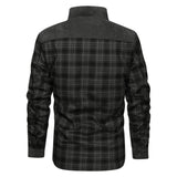 Men'S Winter Fleece Lined Flannel Plaid Shirt Jacket with Button down Jacket with Hooded Hip-Hop Street Jogging Sports Jacket
