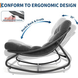 Metal Frame Outdoor Papasan Rocking Chair with Waterproof Cushion, 450Lbs, Ideal for Patio, Porch, Garden, Living Room, Dark Gre