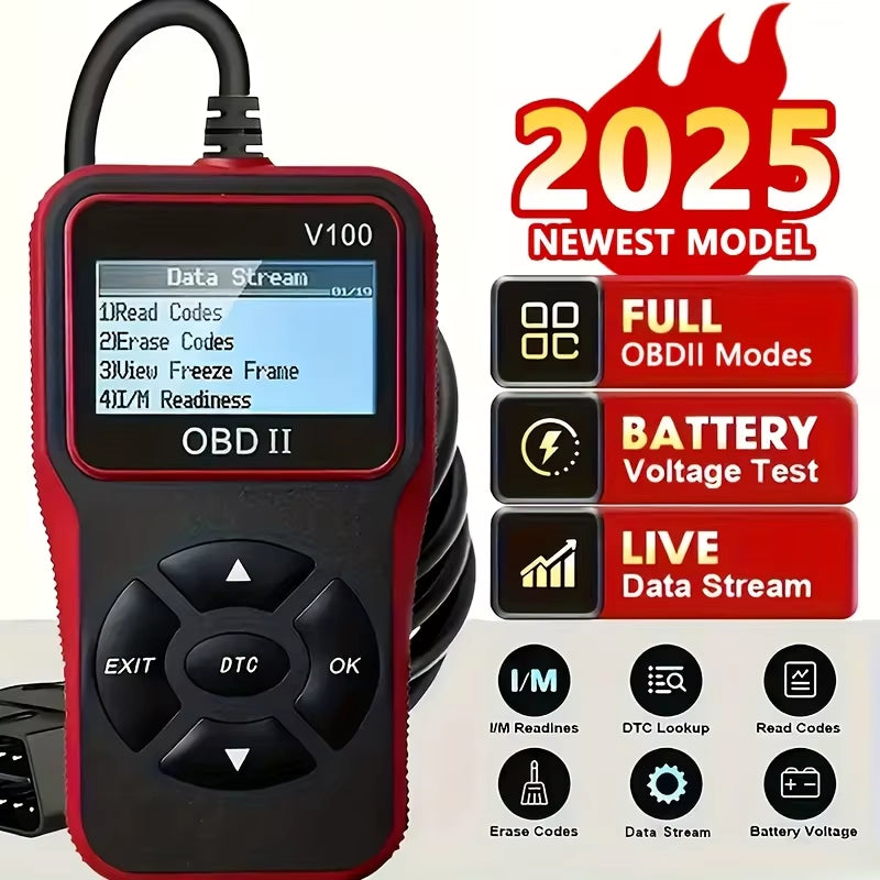 OBD2 Scanner Code Reader with 2.4" LCD Display - Professional Engine Diagnostic Tool