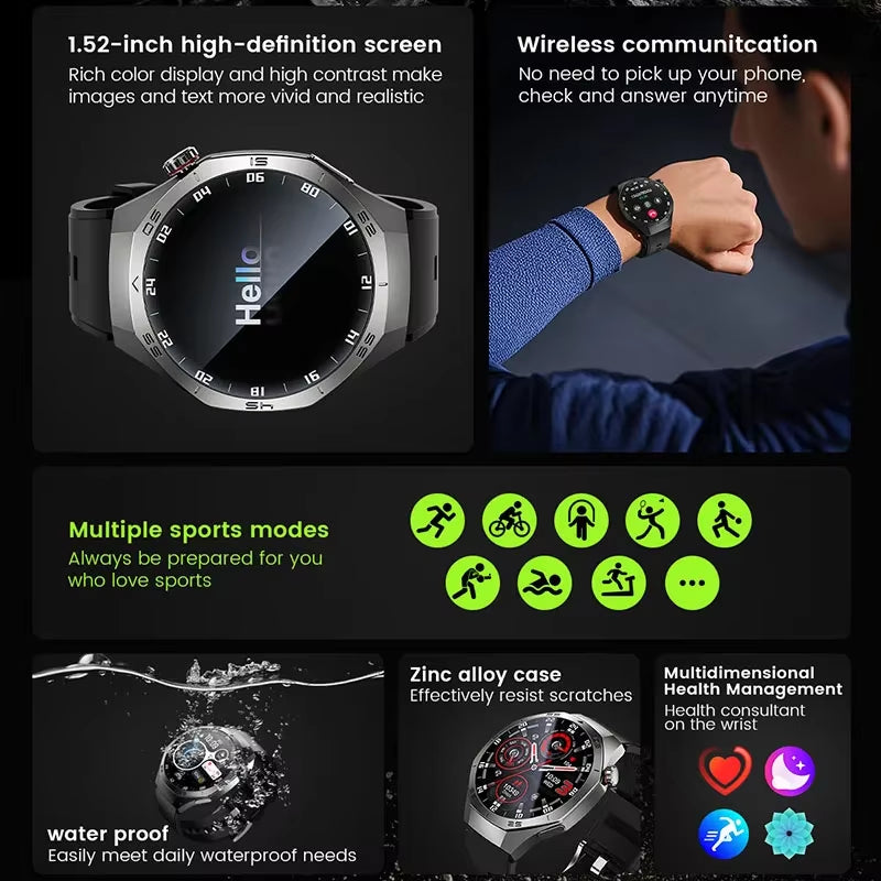 2025  Military GPS Smart Watch Men Full Touch Screen Sport Fitness Healthtest Voice Call Smartwatch