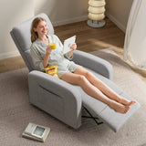 Push Back Recliner Chair for Adults, Lazy Adjustable Single Sofa with Side Pocket Ergonomic Home Theater Seating for Living Room
