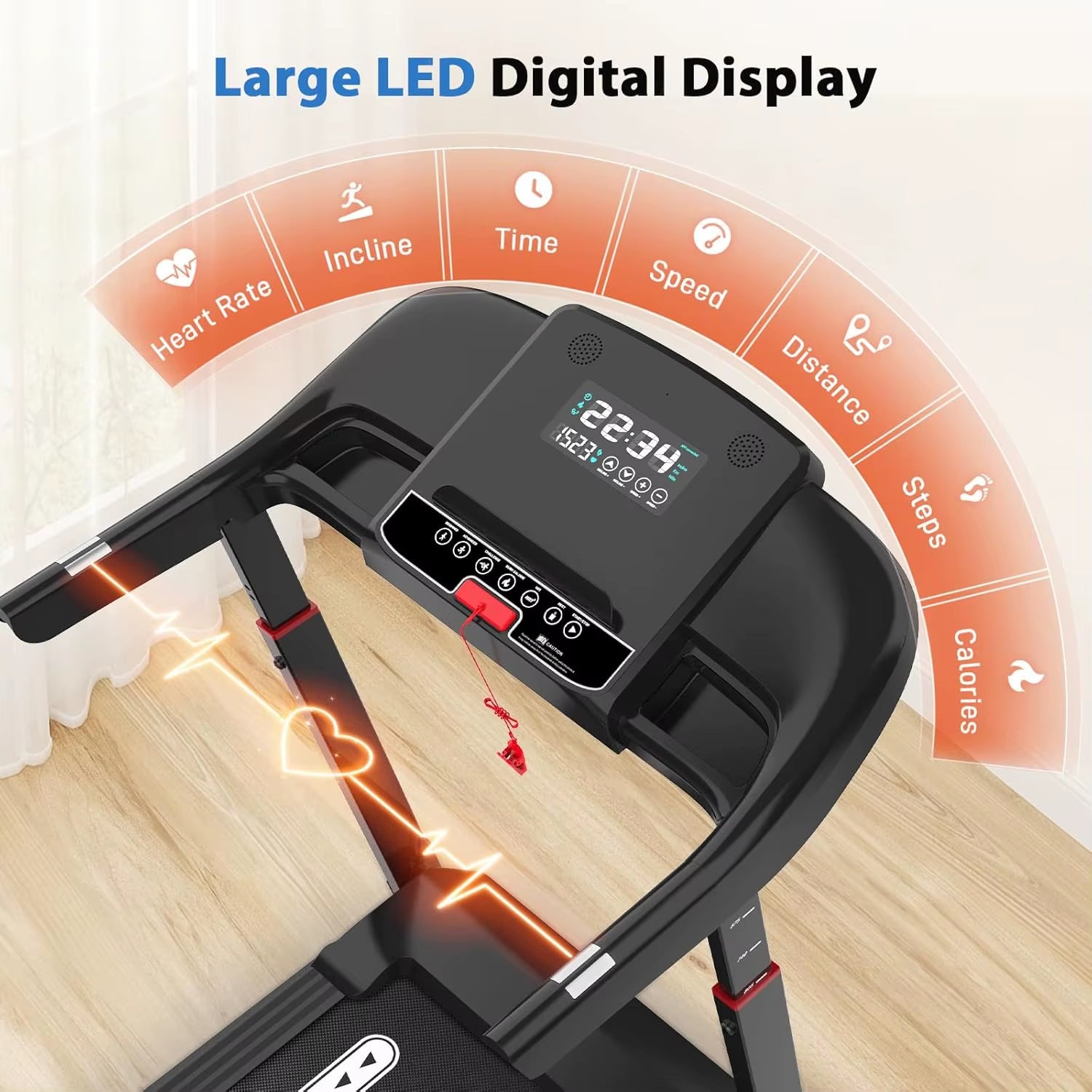 Auto Incline Treadmill with 400 Lbs Capacity - Foldable Running Machine for Home with APP, Voice Control and Speaker - 8.7 MPH