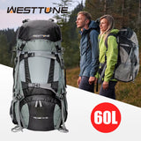 WESTTUNE 60L Explorer Internal Frame Backpack with Rain Cover Outdoor Backpack for Hiking Camping Backpacking Travel