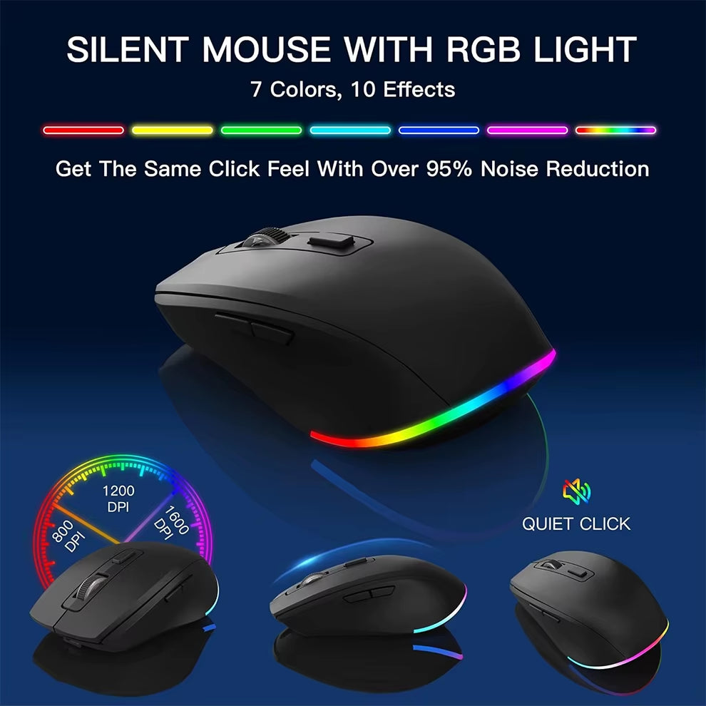 Wireless Keyboard and Mouse Combo with Backlit Full Size Ergonomic Keyboard with Phone Tablet Holder 2.4G Mouse for PC Laptop