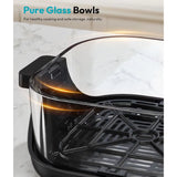 Portable Glass Air Fryer - 1500W, 4.2 QT & 6-Cup Dual Glass Containers, 4-In-1, 60 Min Timer, 140°-400° Adjustable, Microwave, F