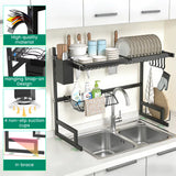 Dish Rack above Sink - Two-Tier Large Capacity Draining Rack with Knife and Utensil Holder Home Decor