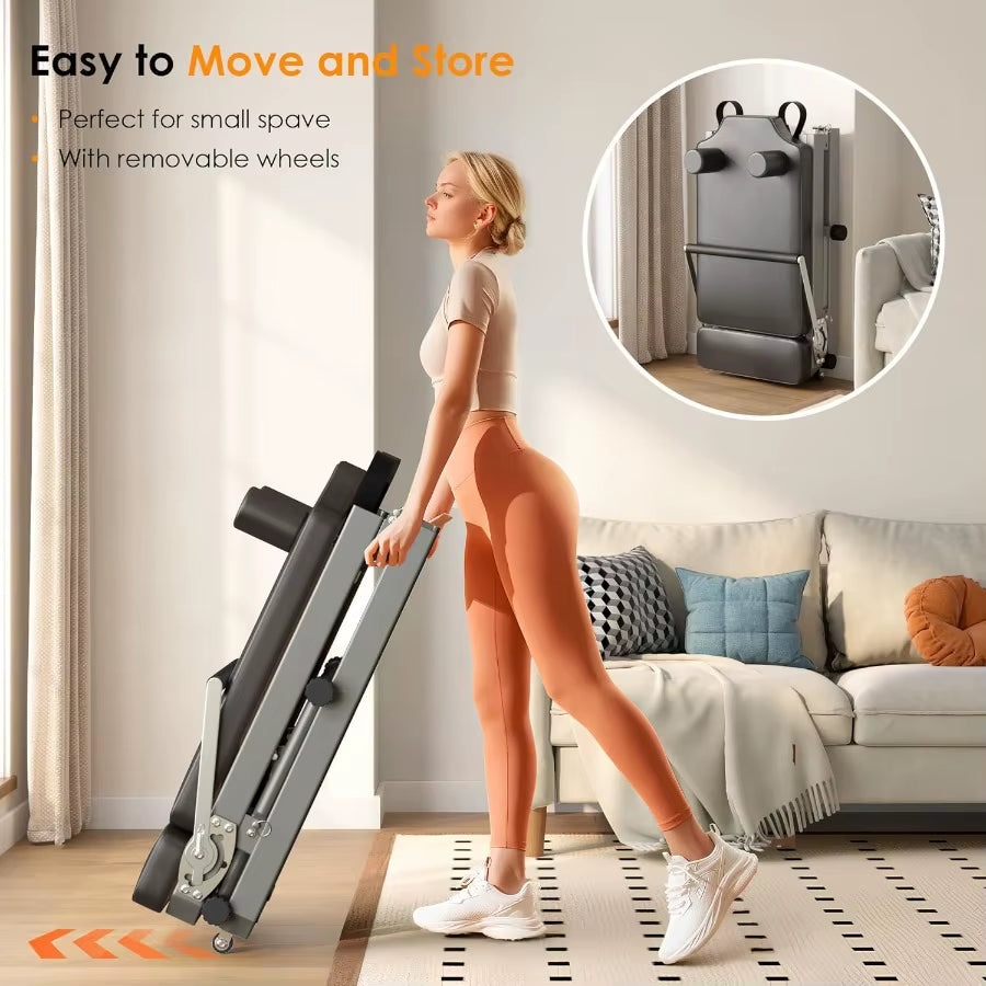 Foldable Pilates Reformer Machine with Springs Resistance for Full-Body Home Workout Adjustable Fitness Equipment in Black Suit