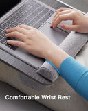 Portable Lap Desk for 17-Inch Laptops with Integrated Mouse Pad, Wrist Support, and Tablet/Phone Holder in Black Woodgrain Finish