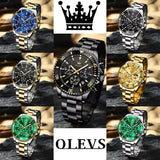 Men'S Watches Top Brand Luxury Watch for Men Original Waterproof Stainless Steel Chronograph Moon Phase Date Rota Dial