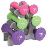 20 Lb Hourglass Neoprene Dumbbell Set with A-Frame, Non-Slip Grips for Home Gym and Strength Training