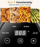 4-In-1 Portable Glass Air Fryer - 1500W, 4.2QT & 1.6QT Dual Glass Containers