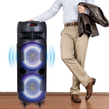 6000W Portable Bluetooth Speaker Heavy Bass Dual 8 " Subwoofer Sound System Party Led Light Rechargeable Speaker with Mic