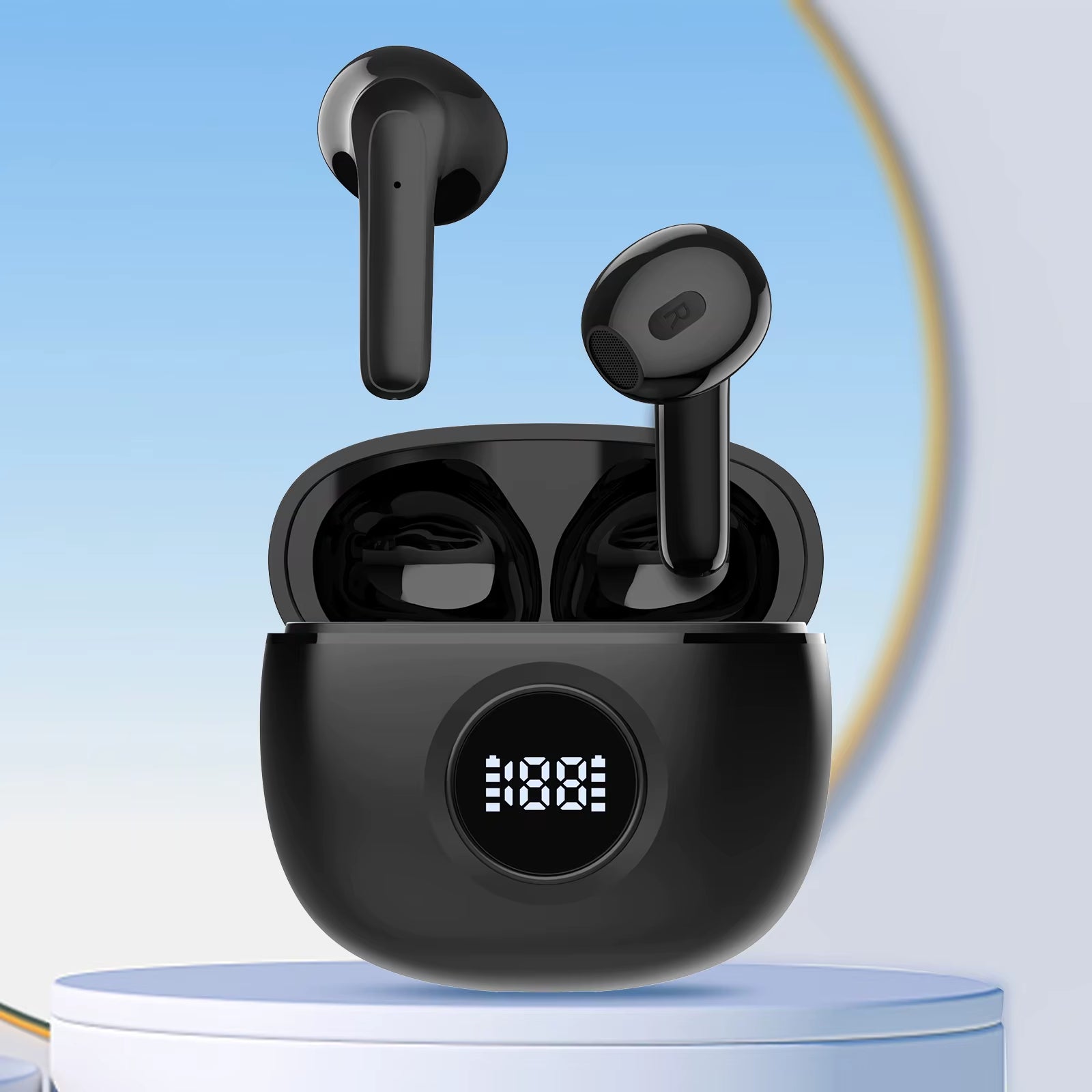 Wireless Headphones, In-Ear Headphones, with Microphone, Stereo In-Ear Headphones with LED Display