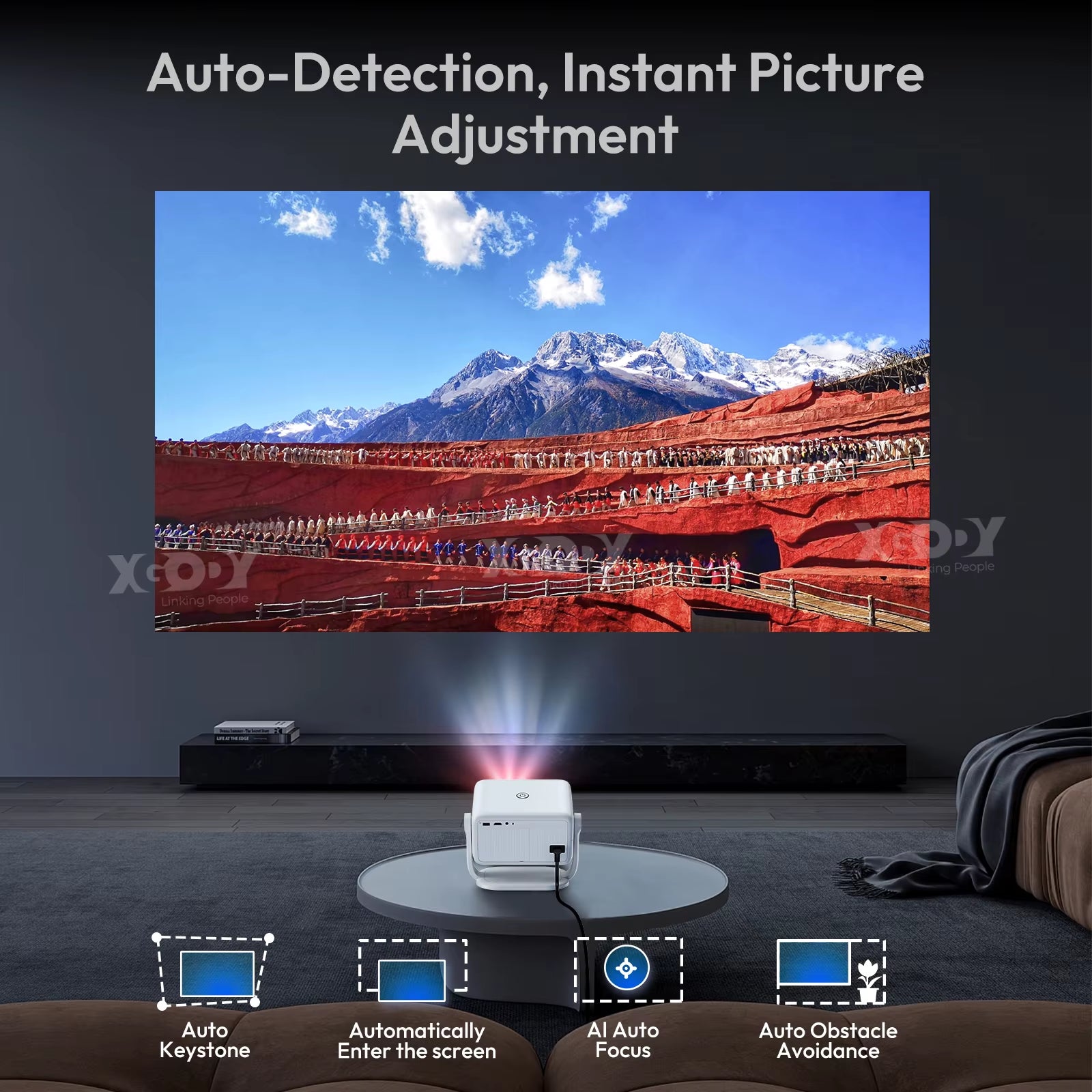 Netflix Official 4K Supported Smart Projector 650 Ansi AI Voice Recognition Auto Focus & Keystone Projector for Home Movie