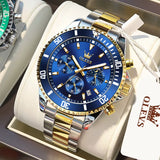 Men'S Watches Top Brand Luxury Watch for Men Original Waterproof Stainless Steel Chronograph Moon Phase Date Rota Dial