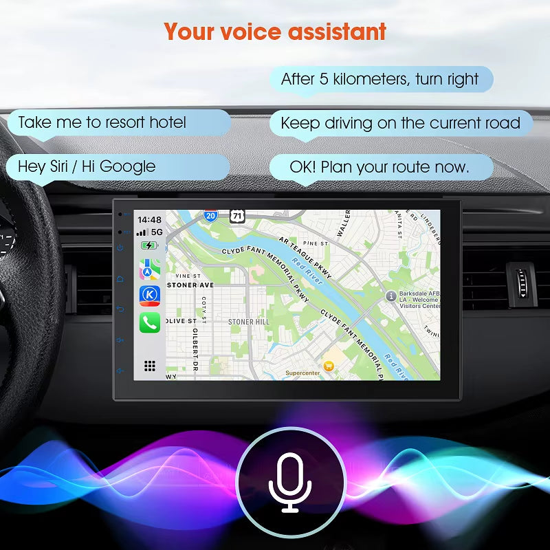 7 9 10 Inch 2Din Car Stereo with Wireless Carplay and Android Auto Car Radio with BT4.1 Backup Camera Mirror Link GPS Wifi FM AM