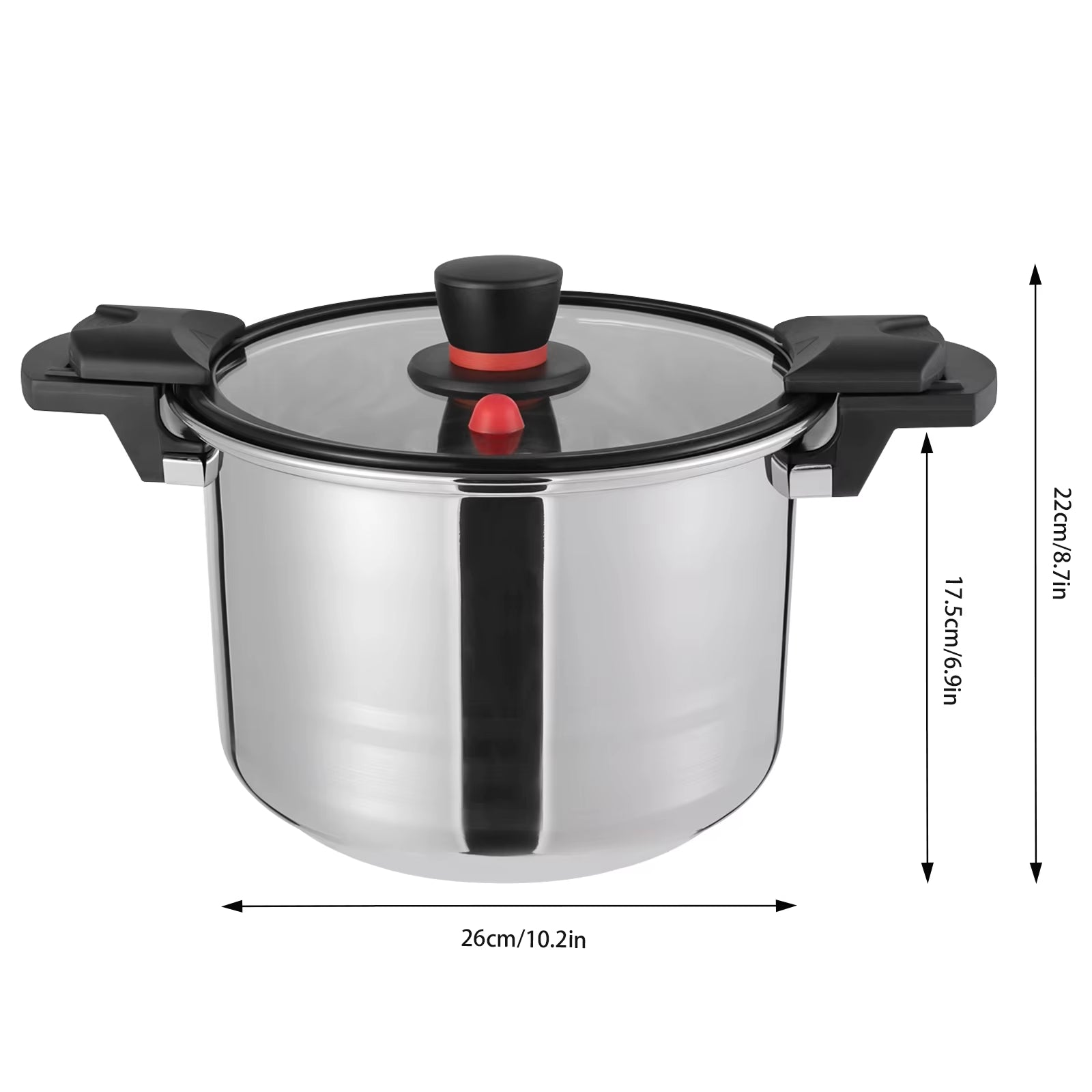 7L/7.4Qt 60Kpa Pressure Cooker, 201 Stainless Steel Pressure Pot with Lid and Non-Slip & Insulated Handle for 6-7 People