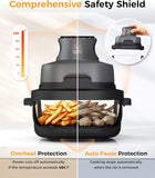 4-In-1 Portable Glass Air Fryer - 1500W, 4.2QT & 1.6QT Dual Glass Containers