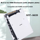 M.2 SSD to U.2 Adapter Card M.2 Nvme Sata-Bus NGFF SSD to Pci-E U.2 Adapter PC-E3.0X4 Pcie M.2 Adapter Converter with Case